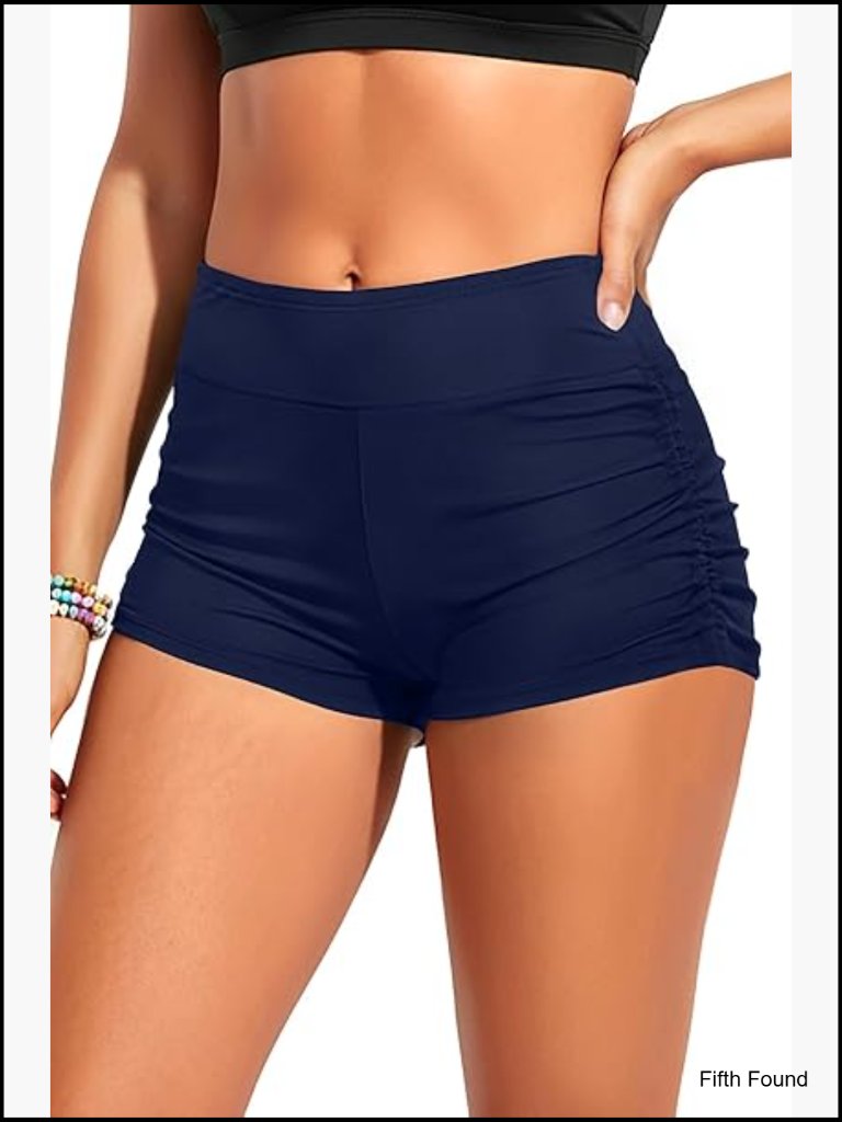 High Waisted Ruched Side Boyshort Swim Bottom Tummy Control Adjustable